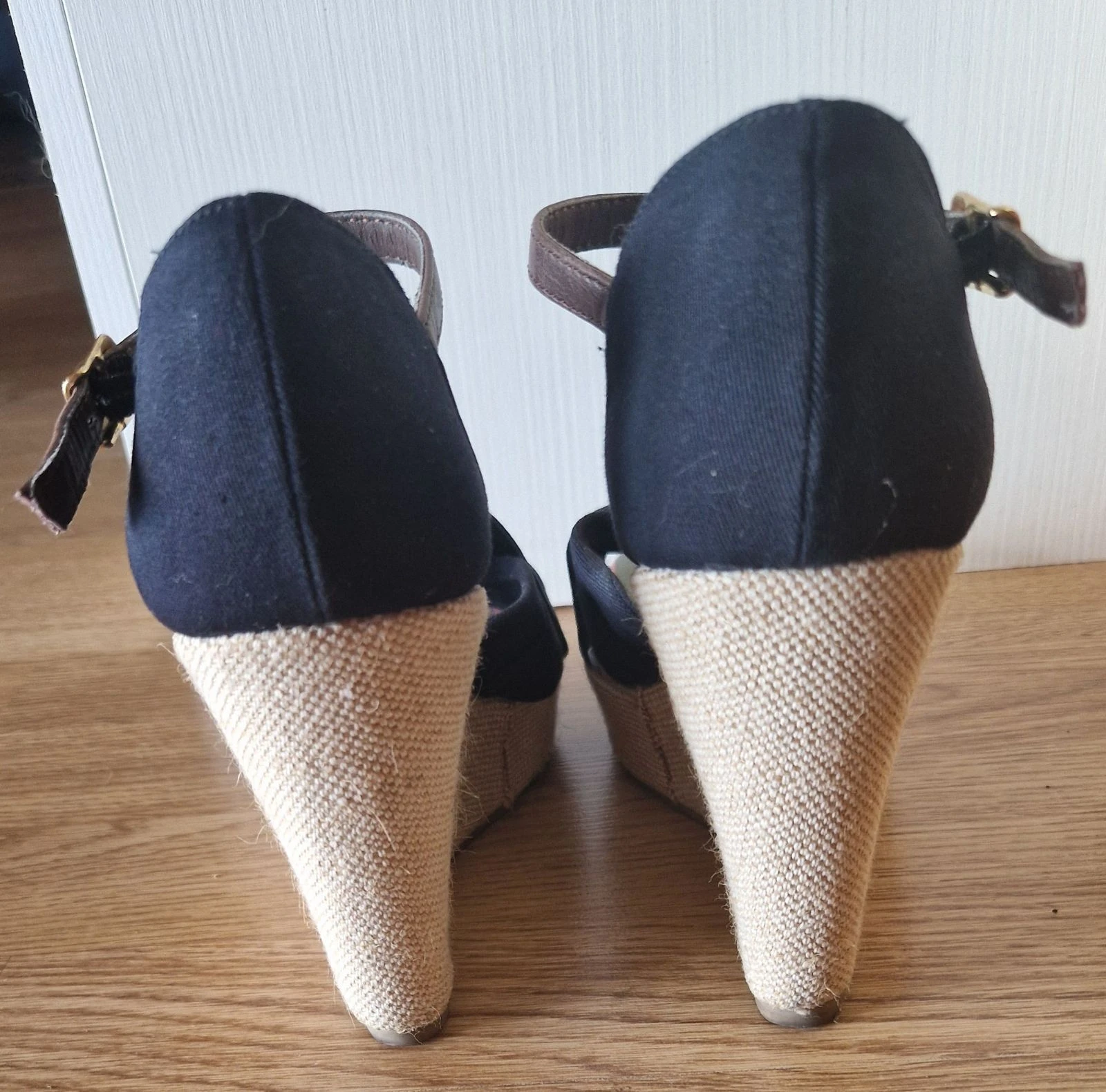 Sandalias cuña Rossi Fratelli negras y cuadros T37 – photo 8
